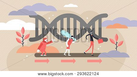Evolution Vector Illustration. Flat Tiny Development Theory Persons Concept. Biology Science Ancient