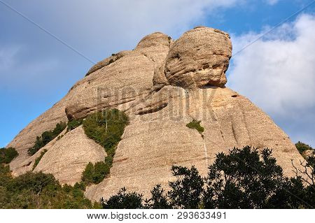 Mountains In Montserrat In Catalonia Of Spain In A Sunny Day. Very Interesting Shape Rocks.