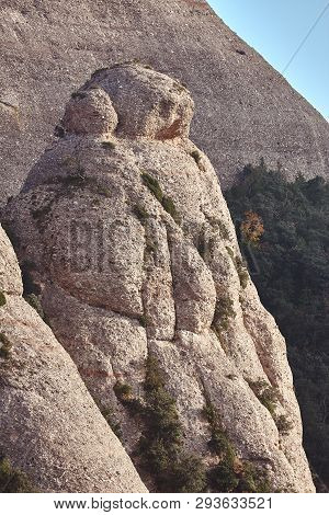 Mountains In Montserrat In Catalonia Of Spain In A Sunny Day. Very Interesting Shape Rocks.