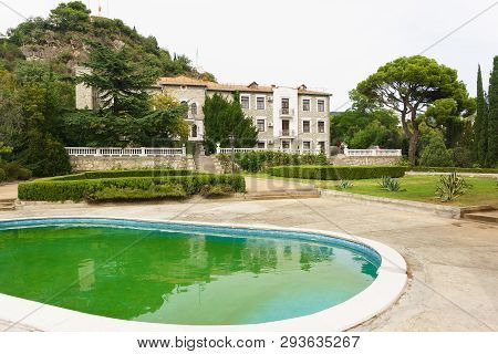 Koreiz, Yalta, Crimea, Russia - September 13, 2018: The Building Of The Golitsyn Palace And A Decora