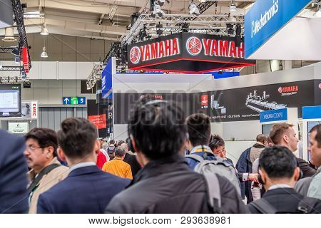 Hannover , Germany - April 02 2019 : Yamaha Is Presenting Their Newest Innovations At The Hannover M