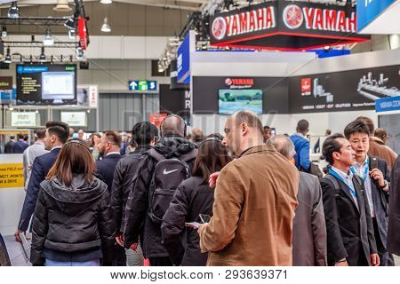 Hannover , Germany - April 02 2019 : Yamaha Is Presenting Their Newest Innovations At The Hannover M