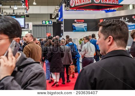 Hannover , Germany - April 02 2019 : Yamaha Is Presenting Their Newest Innovations At The Hannover M