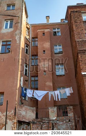 Grudziadz, Kujawsko-pomorskie / Poland - April, 5, 2019: Historic Buildings On The Vistula. Old Gran