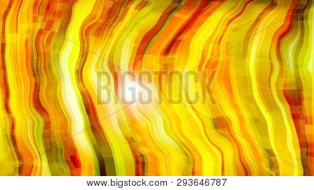 Abstract Bright Yellow Stripes Are In Space - Abstraction Of Distortion Of Space, Computer Generated