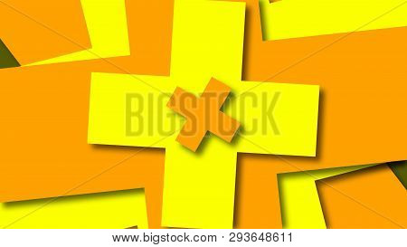 Bright Cross Shapes, Cartoon Style Backdrop, Computer Generated Modern Abstract Background, 3d Rende