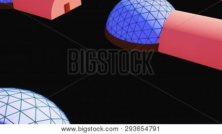 Simple Space Colony With Special Constructions In Space, 3d Render Illustration, Computer Generated