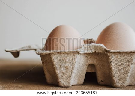 Easter Raff Egg. Minimal Easter Concept. Craft Hipster Holiday Package, Carton Box