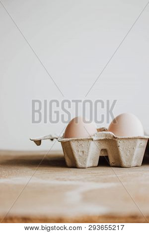 Easter Raff Egg. Minimal Easter Concept. Craft Hipster Holiday Package, Carton Box