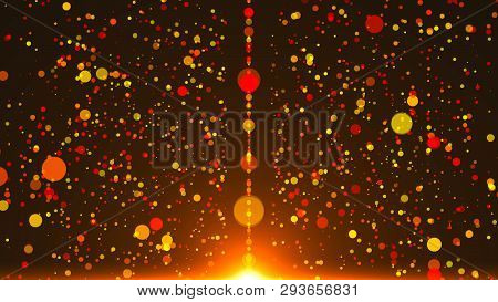 Digital Backcircles In Black Space - Modern Abstraction, Computer Generated Background, 3d Render