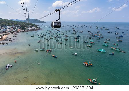 Top View Of The Bay With Fishing Boats And The An Thoi City.