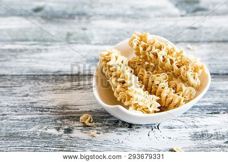 Instant Noodles. Dry Noodles Raw Food. Quick Cooking Noodle