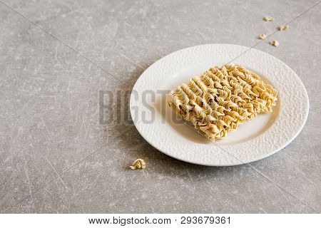 Instant Noodles. Dry Noodles Raw Food. Quick Cooking Noodle