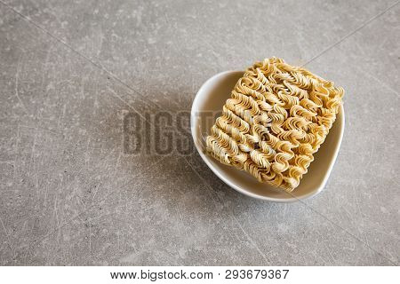 Instant Noodles. Dry Noodles Raw Food. Quick Cooking Noodle
