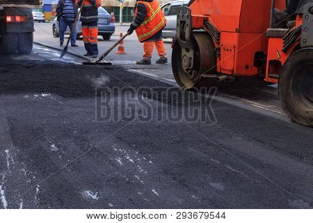 Texture And Background Of New Freshly Laid Asphalt