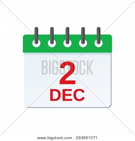 December 2 Calendar Icon. National Day Of The United Arab Emirates Reminder Calendar. Vector. Planne
