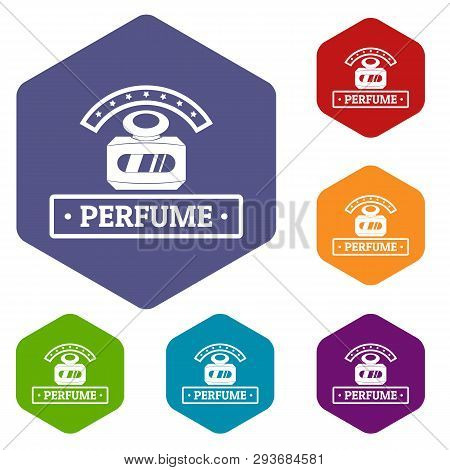 Perfume Botte Icons Vector Colorful Hexahedron Set Collection Isolated On White