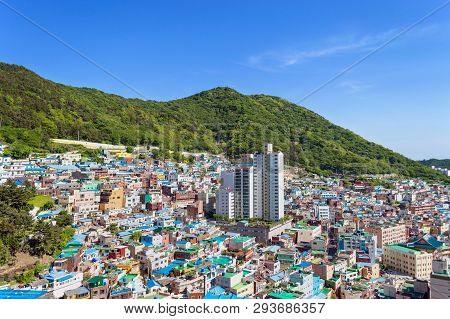 View Of Gamcheon Culture Village At Busan, South Korea On Sunny Day