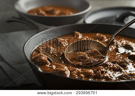 Served Of Portion Of Traditional Beef Stew - Goulash