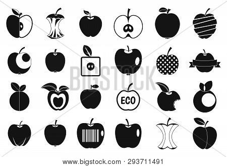 Different Apple Icon Set. Simple Set Of Different Apple Icons For Web Design Isolated On White Backg