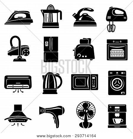 House Appliance Icons Set. Simple Illustration Of 16 House Appliance Icons For Web