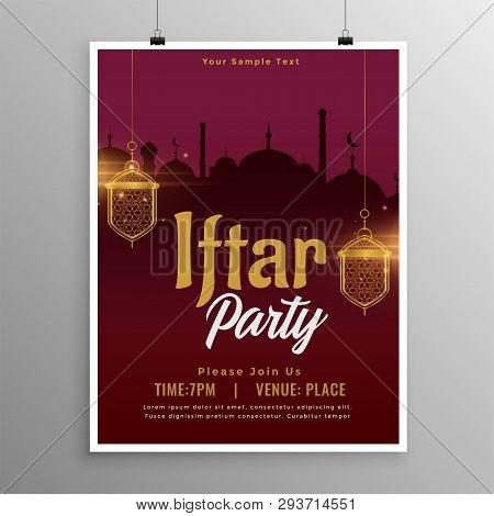 Ramadan Iftar Party Invitation Template Design Vector Illustration