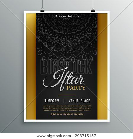 Islamic Iftar Party Invitatin Flyer Design Vector Illustration