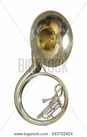 Wind Musical Instrument By A Sousaphone Isolated On White Background
