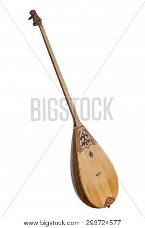 Kazakh Folk Musical Instrument Dombra Isolated On White Background