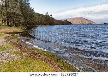 Mountain, Lake And Vegetation At Western Way Trail In Lough Corrib