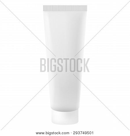 Opaque Package For Cosmetic Products On White Background.