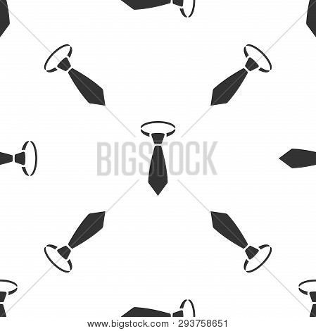 Grey Tie Icon Isolated Seamless Pattern On White Background. Necktie And Neckcloth Symbol. Vector Il