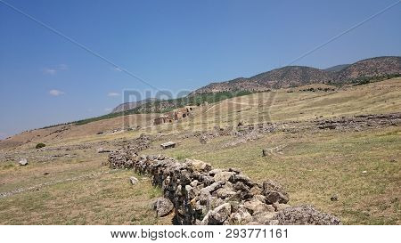 Ruins And Ruins Of The Ancient City, Hierapolis Near Pamukkale, Turkey.
