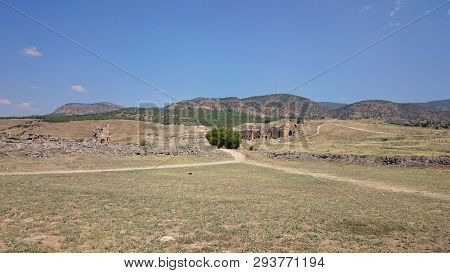 Ruins And Ruins Of The Ancient City, Hierapolis Near Pamukkale, Turkey.