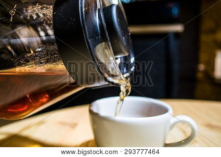 Coffee Prepare An Alternative Method In Coffee Glass Pot.  Caffeine. Pour Over. V60.
