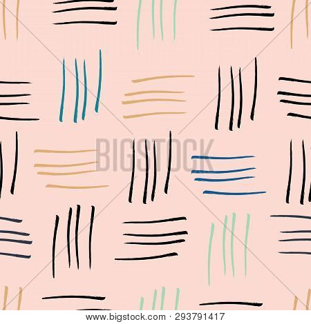 Abstract Watercolour Stripes Teal Seamless Pattern Print Background. Perfect For Background, Fashion