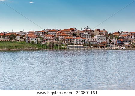 Ammouliani, Greece - April 3, 2015: Panorama To Ammouliani Island, Athos, Chalkidiki, Central Macedo