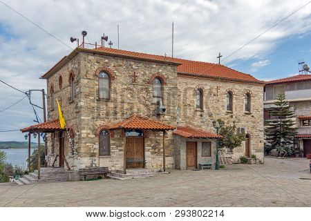 Ammouliani, Greece - April 3, 2015: Town At Ammouliani Island, Athos, Chalkidiki, Central Macedonia,