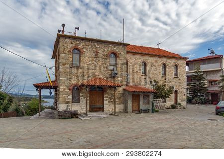 Ammouliani, Greece - April 3, 2015: Town At Ammouliani Island, Athos, Chalkidiki, Central Macedonia,