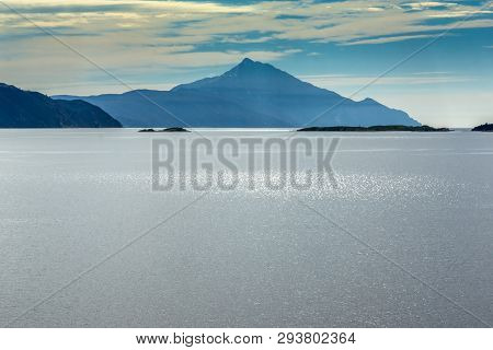 Ammouliani, Greece - April 3, 2015: Panoramic View To Mount Athos From Ammouliani Island, Athos, Cha