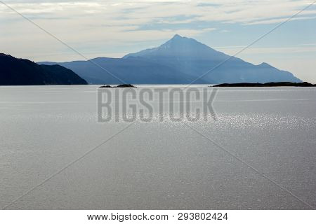 Ammouliani, Greece - April 3, 2015: Panoramic View To Mount Athos From Ammouliani Island, Athos, Cha