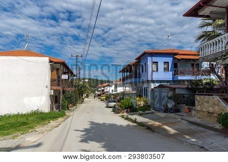 Ammouliani, Greece - April 3, 2015: Town At Ammouliani Island, Athos, Chalkidiki, Central Macedonia,