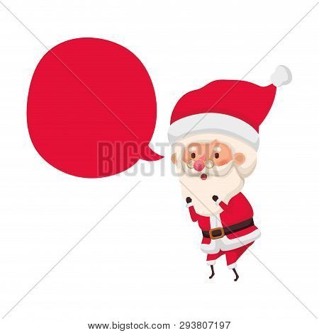 Santa Claus With Speech Bubble Vector Illustration Deisgn