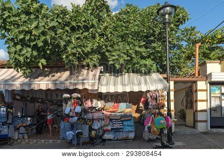 Chernomorets, Bulgaria - August 11, 2018: Typical Street Of Village Of Chernomorets, Burgas Region, 