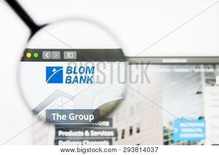 Los Angeles, California, Usa - 5 April 2019: Illustrative Editorial Of Blom Bank Website Homepage. B
