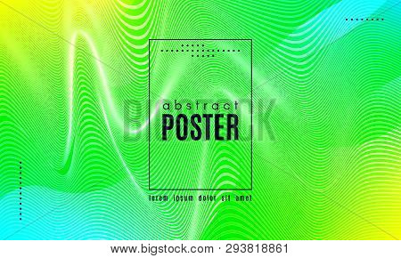 Wave Poster With Fluid Shapes. Gradient Abstract Background With Movement Of Wave Liquid Forms. Line