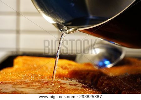 Crumpets In Thick Syrup Turkish Dessert Ekmek Kadayifi