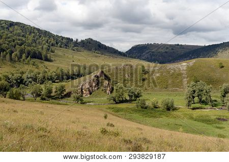Mountain Landscape In The Vicinity Of The Village Of Generalka Altai Territory. Western Siberia. Rus