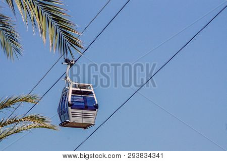 Alanya Telpher Cable Car Inclining In The Sky