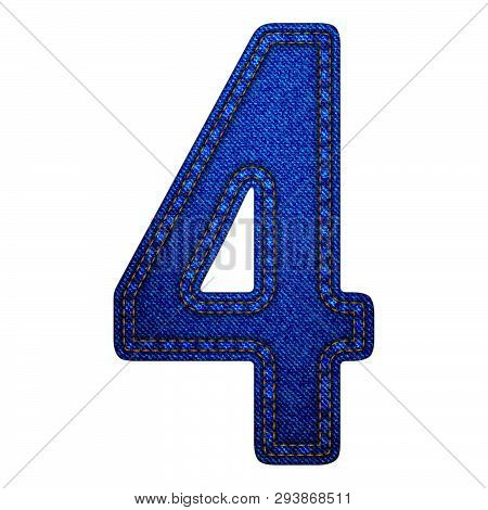 Jeans Alphabet Letters Number 4, Vector Illustration Modern Template Design